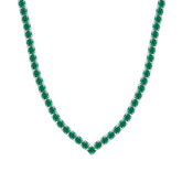 Asfour Crystal Tennis Necklace With Emerald Round Zircon In 925 Sterling Silver-ND0338-G